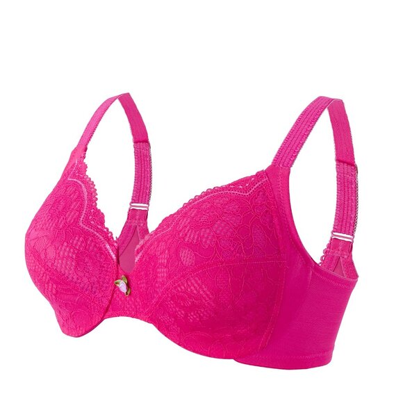 Glamorise 42DD Wonderwire PINK Lace Bra (Side-Smoothing) MAX-COMFORT Fuchsia NEW - Picture 3 of 14